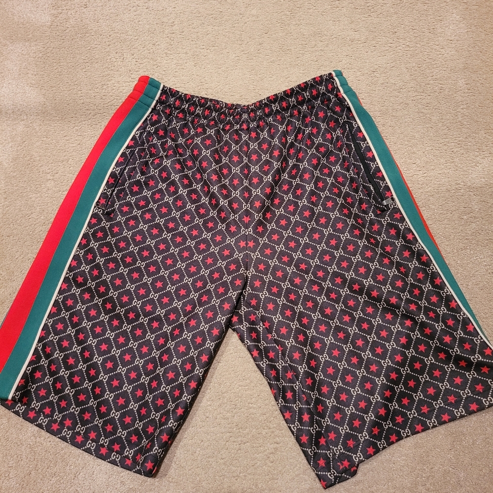 Gucci GG Star Print Track Shorts in Black